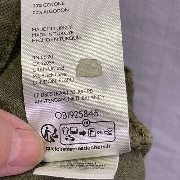 We The Free Olive Green Cotton Palmer Cuffed Wide Leg Jeans Dark Wash Size 28 - Picture 10 of 10